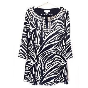Michael Kors zebra print tunic jewel collar
